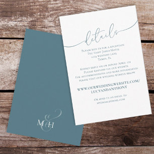 Blue Wedding Details Script Custom Enclosure Card