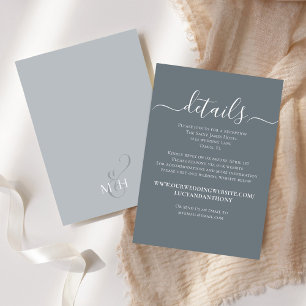 Blue Wedding Details Simple Minimal Enclosure Card