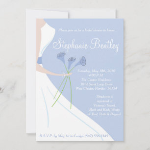 Blue Wedding Dress Bridal Shower Invitation