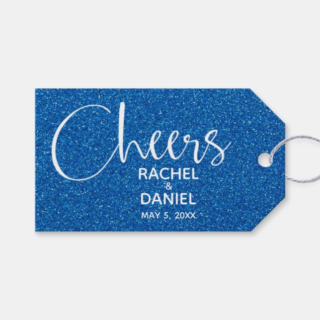 Blue Wedding Favour Gift Tags (Front (Horizontal))