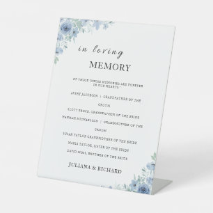 Blue Wedding In Loving Memory Sign, Pedestal Sign