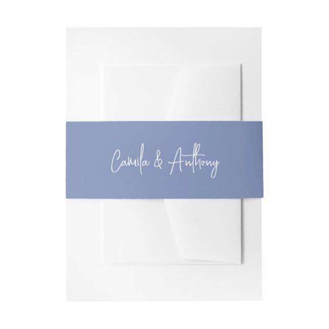 Blue Wedding Invitation Belly Band (Front Example)