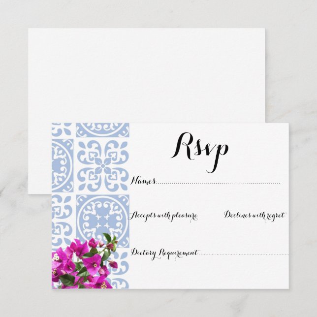 BLUE WEDDING INVITATION RESPONSE CARD (Front/Back)
