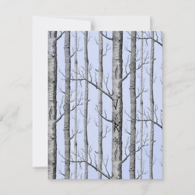 Blue Wedding Invitation Trees (Front)