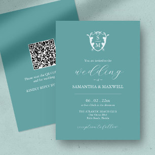 Blue Wedding Invitation with QR Code