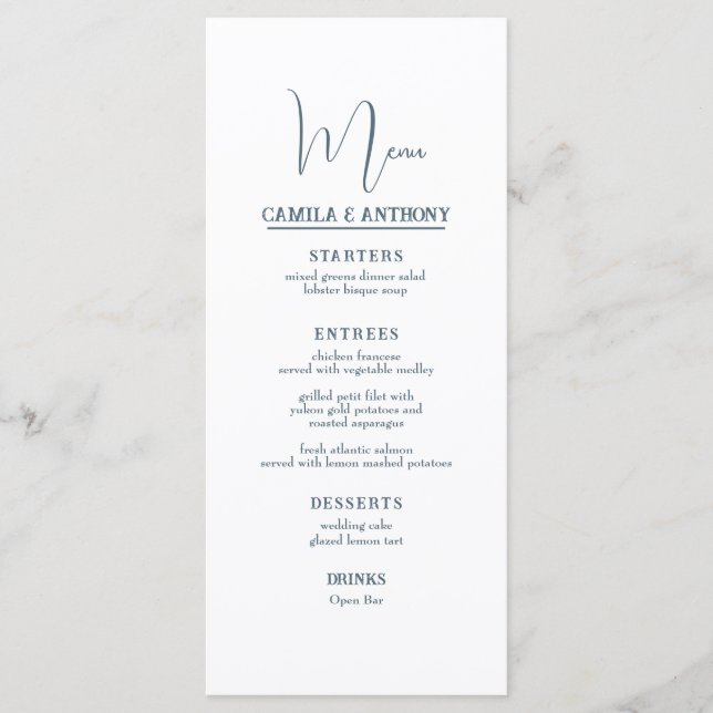 Blue Wedding Menu (Front)