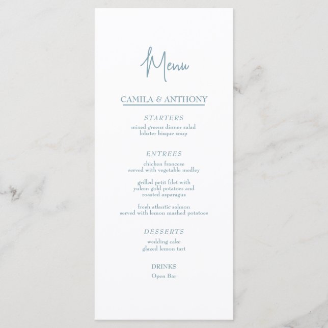 Blue Wedding Menu (Front)
