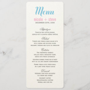 Blue Wedding Menu Cards