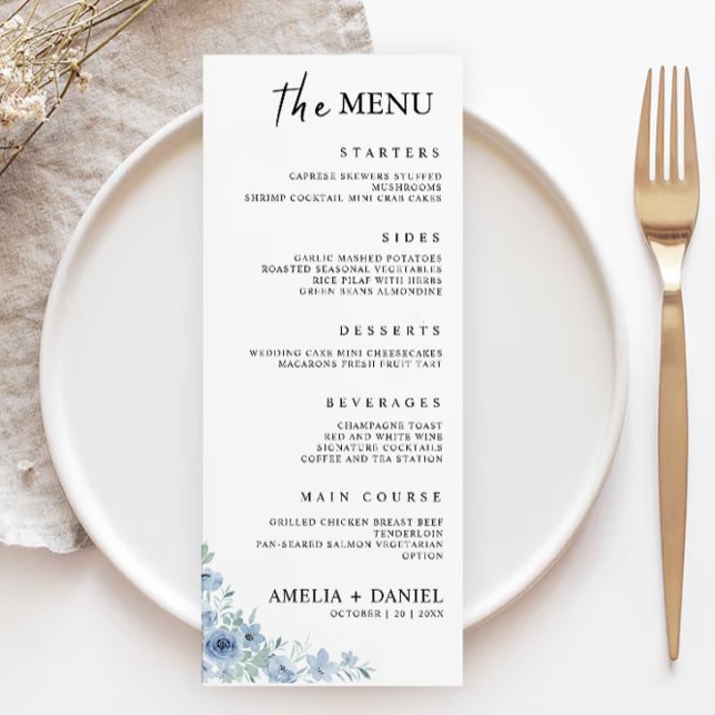 Blue Wedding Menu Cards Template (Blue Wedding Menu Cards Template)