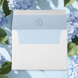 Blue Wedding Monogram Invitation Envelope
