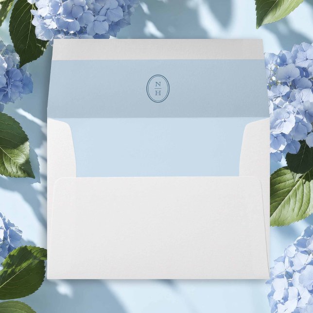 Blue Wedding Monogram Invitation Envelope (Creator Uploaded)