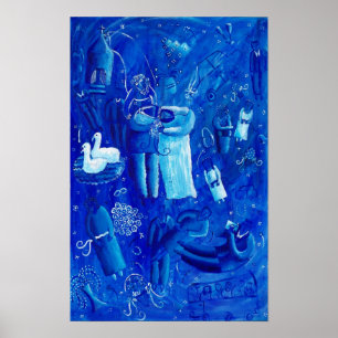 Blue Wedding Painting Contemporary Art Print