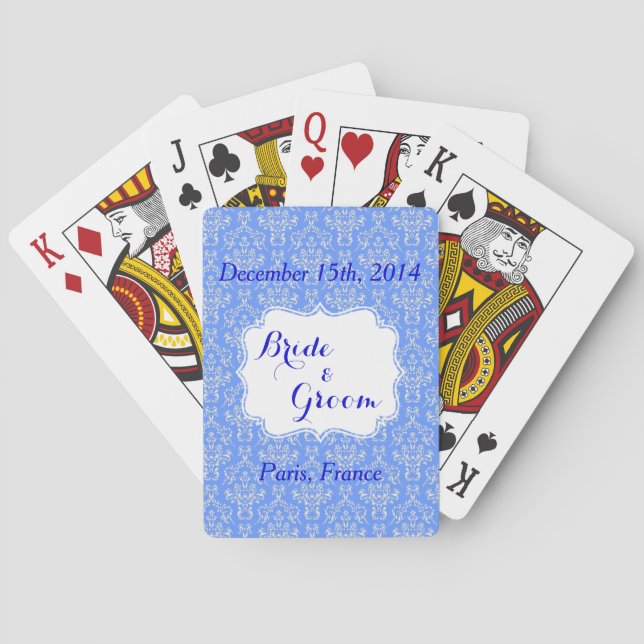 Blue Wedding Party Favour Playing Cards (Back)