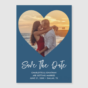 Blue Wedding Photo Save The Date Magnetic Card