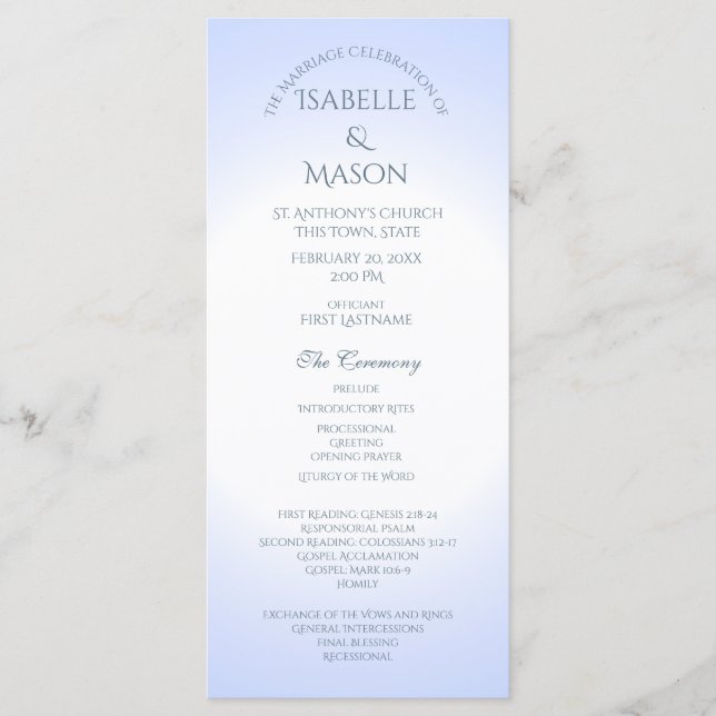 Blue Wedding Program Programme (Front)