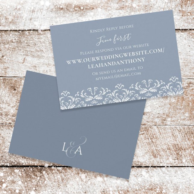 Blue Wedding RSVP Elegant Pattern Custom (Creator Uploaded)