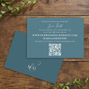 Blue Wedding RSVP Simple QR Code Enclosure Card