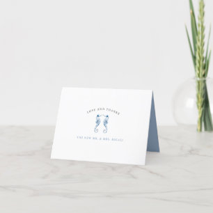 Blue Wedding Seahorse Thank You Cards