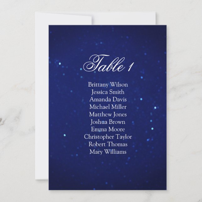 Blue wedding seating chart. Navy night table plan Invitation (Front)