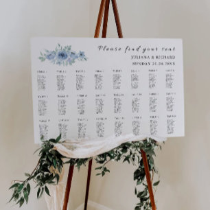 Blue Wedding Seating Chart Template