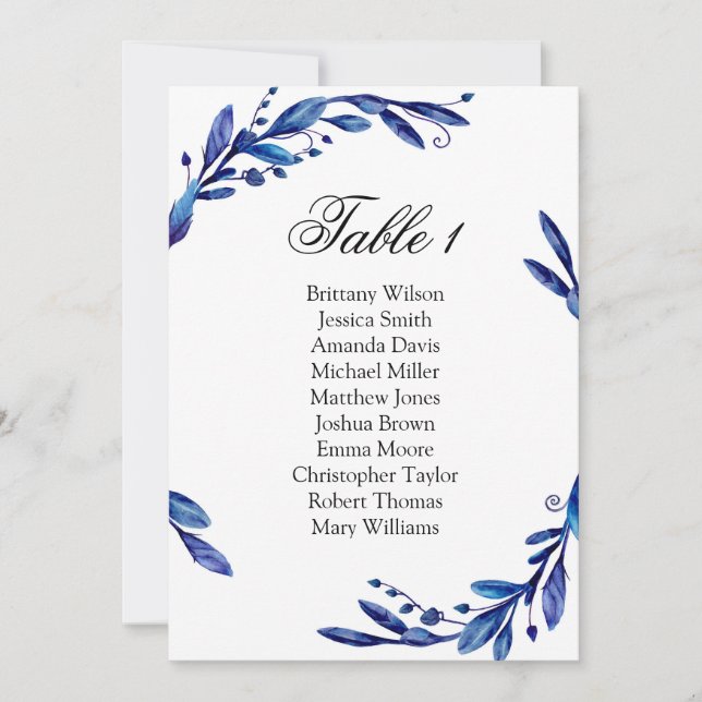 Blue wedding seating chart. Winter table plan Invitation (Front)