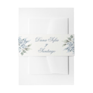 Blue Wedding Spanish Invitation Belly Band