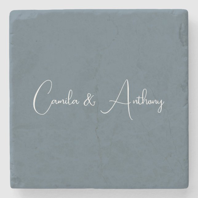 Blue Wedding Stone Coaster (Front)