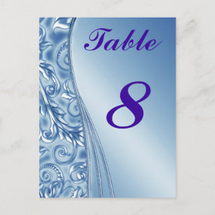 Blue Wedding Table Cards numbers Postcard