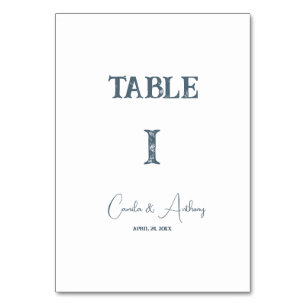 Blue Wedding Table Number