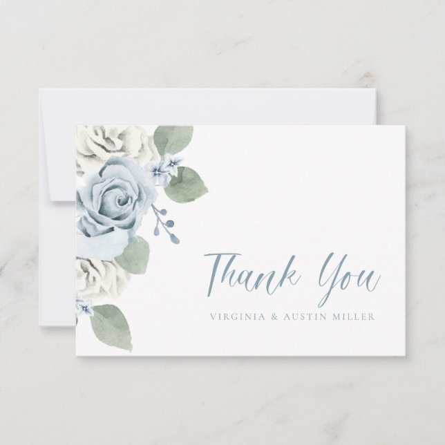 Blue Wedding Thank You Card (Front)