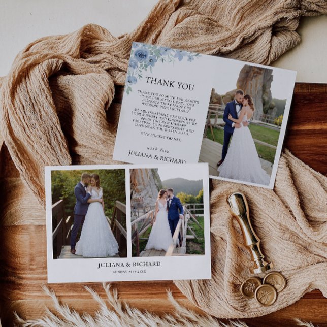 Blue Wedding Thank You Card (Blue Wedding Thank You Card)