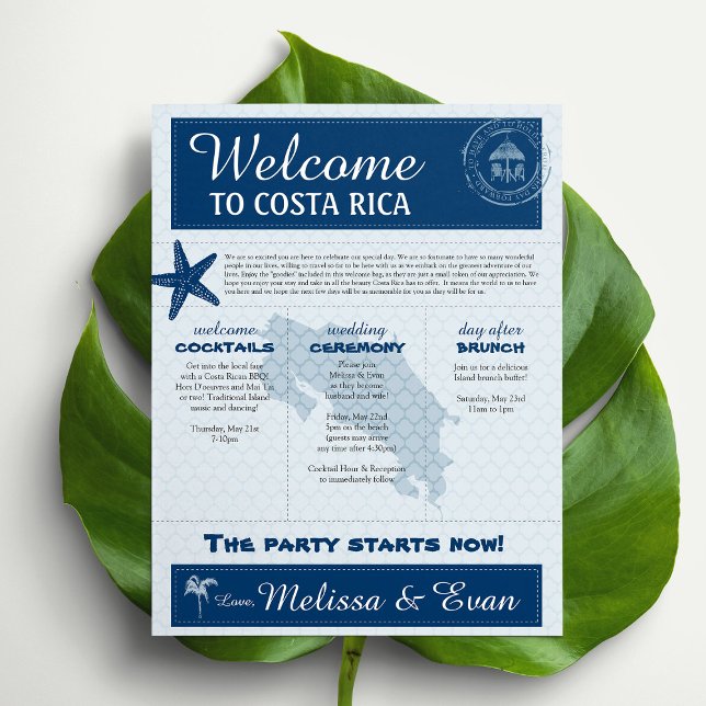 Blue Wedding Welcome Letter for Costa Rica (Creator Uploaded)