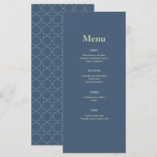 Blue Wedding with Latticework Pattern Menu