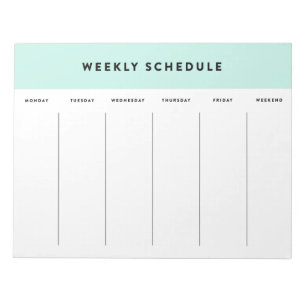 Blue Weekly Schedule Notepad