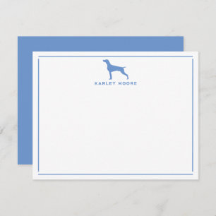 Blue Weimaraner Dog Modern Border Stationery Card