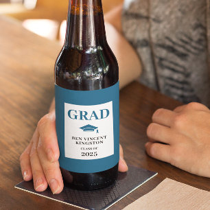 Blue Welcome Graduation  Beer Bottle Label