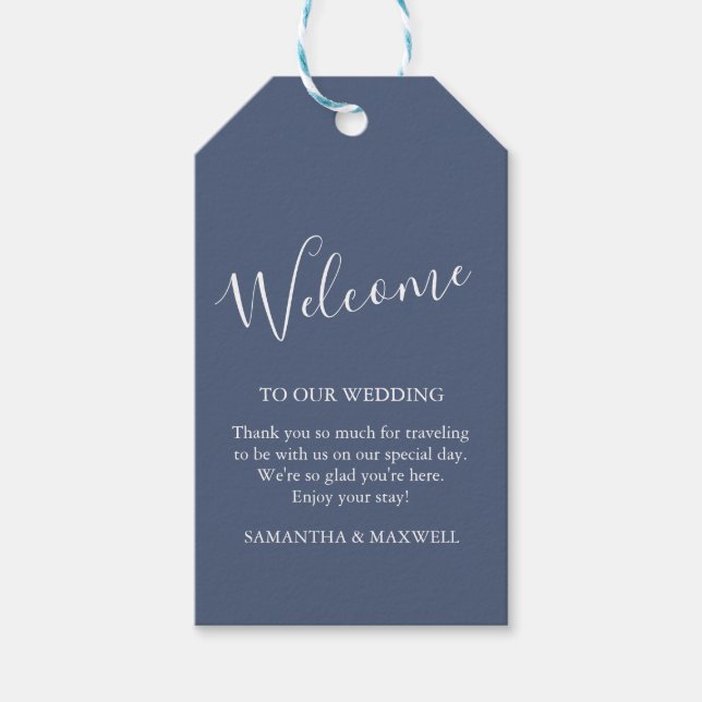 Blue Welcome Guest Gift Tags (Front)