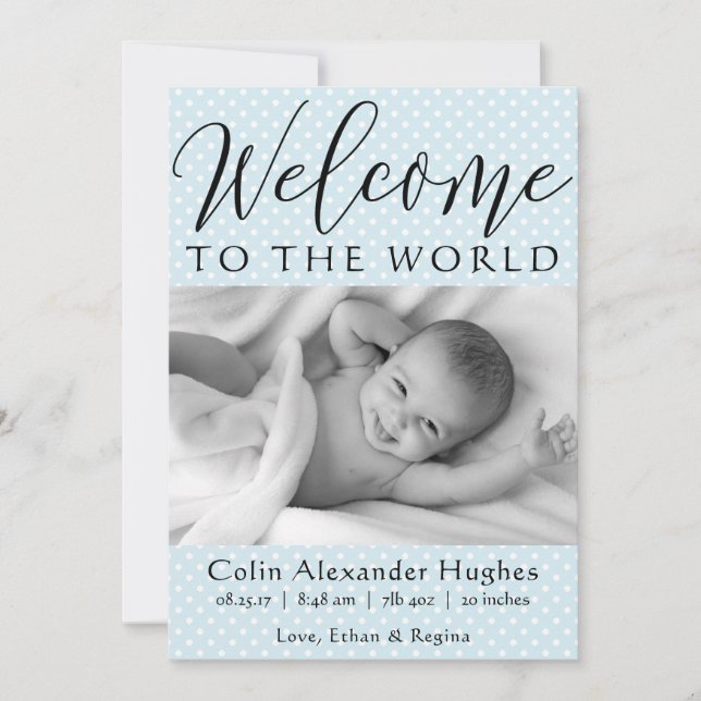 Blue Welcome to the World - Birth Announcement (Front)