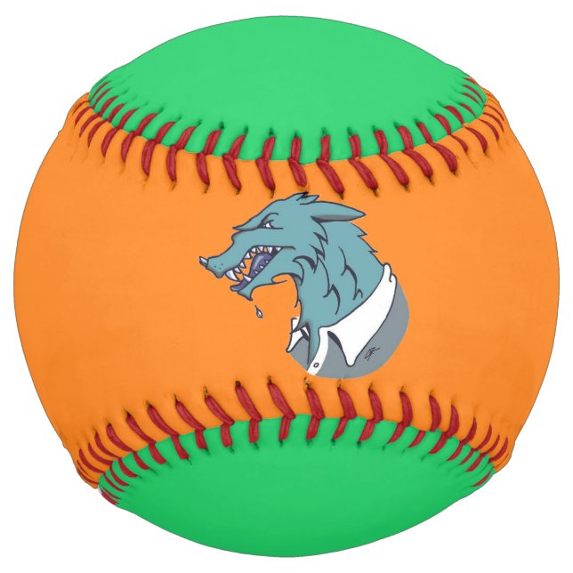 Blue Werewolf orange and green softball (Front)