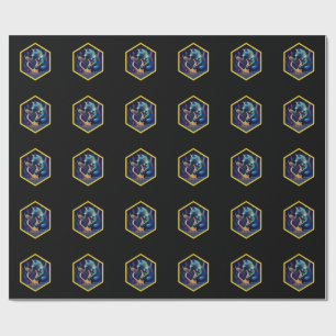 Blue Werewolf Paying A Golden Harp Wrapping Paper