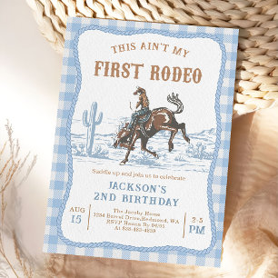 Blue Western Cowboy Birthday Invitation 