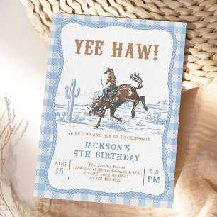Blue Western Cowboy Birthday Invitation 
