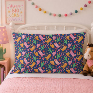 Blue Western Cowgirl Boots Cactus Floral Pillowcase
