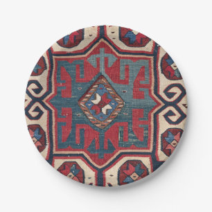 Blue Western Santa Fe Cowboy Style Ornate  Paper Plate