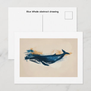 Blue Whale abstract drawing Small Postcard
