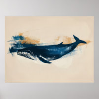 Blue Whale abstract drawing Small