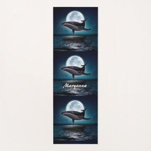 Blue Whale and Full Moon Yoga Mat