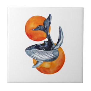 Blue Whale and Golden Balls Tile