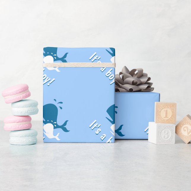 Blue whale baby shower wrapping paper (Baby Shower)