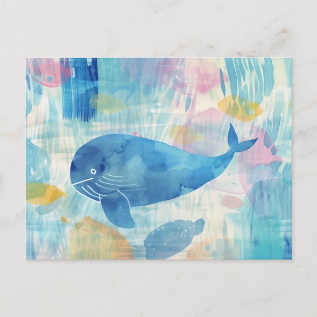 Blue whale background  postcard (Front)